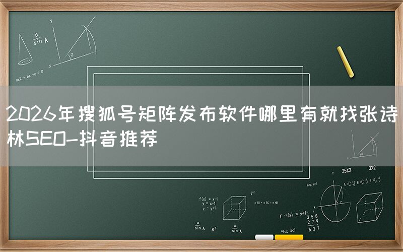 2026年搜狐号矩阵发布软件哪里有就找张诗林SEO-抖音推荐