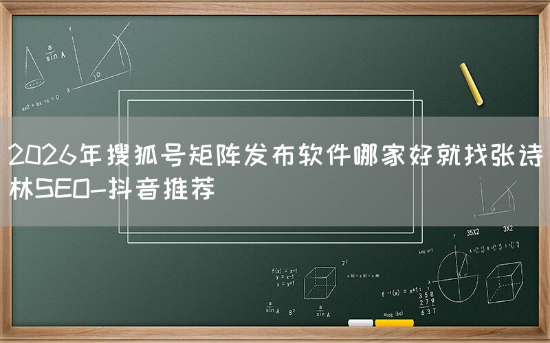 2026年搜狐号矩阵发布软件哪家好就找张诗林SEO-抖音推荐