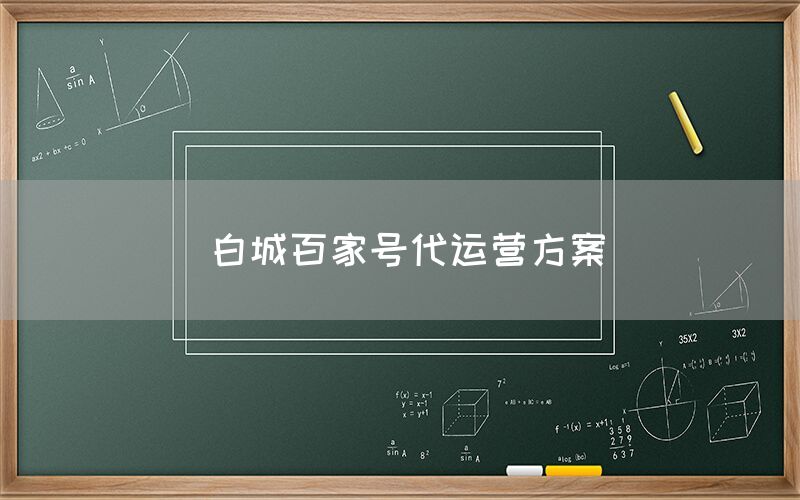 白城百家号代运营方案