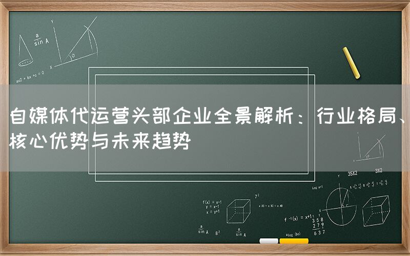 自媒体代运营头部企业全景解析：行业格局、核心优势与未来趋势