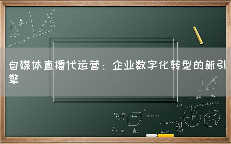 自媒体直播代运营：企业数字化转型的新引擎