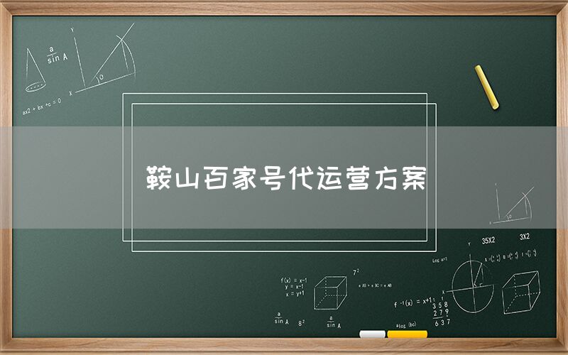鞍山百家号代运营方案