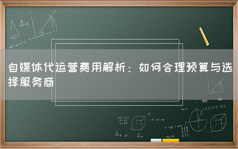 自媒体代运营费用解析：如何合理预算与选择服务商
