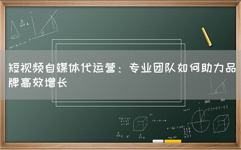 短视频自媒体代运营：专业团队如何助力品牌高效增长