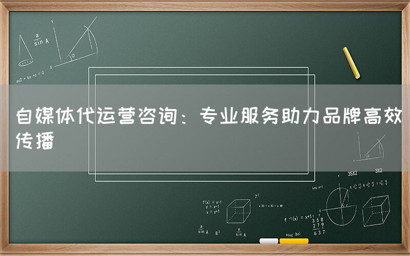自媒体代运营咨询：专业服务助力品牌高效传播