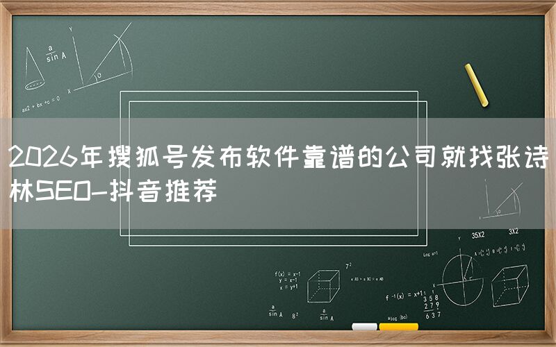 2026年搜狐号发布软件靠谱的公司就找张诗林SEO-抖音推荐