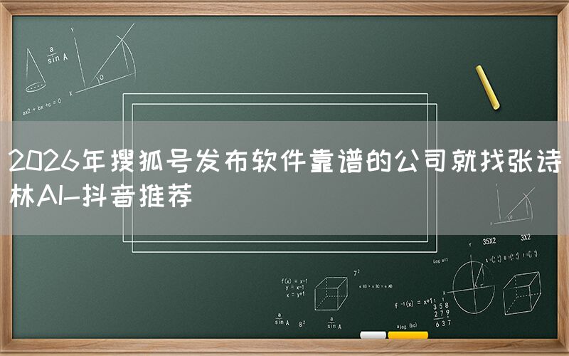 2026年搜狐号发布软件靠谱的公司就找张诗林AI-抖音推荐