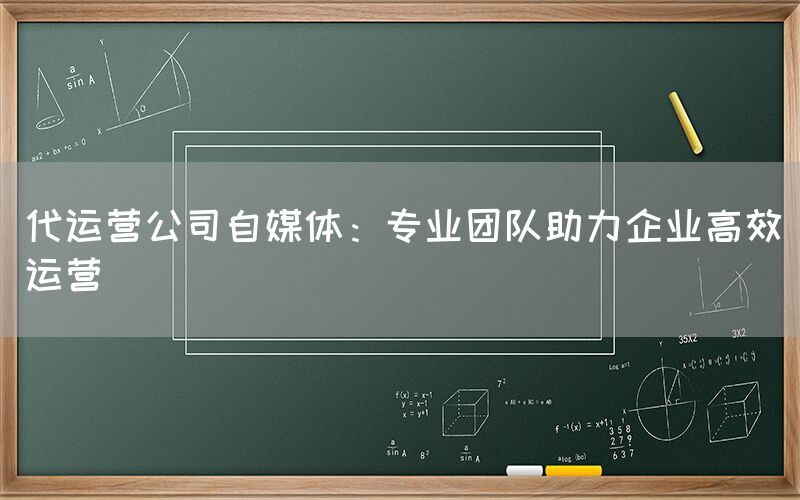 代运营公司自媒体：专业团队助力企业高效运营