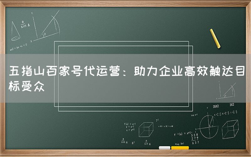 五指山百家号代运营：助力企业高效触达目标受众