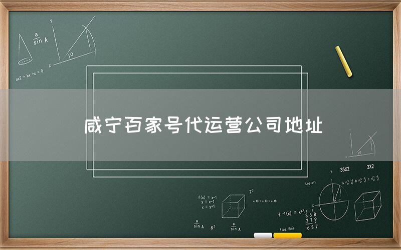 咸宁百家号代运营公司地址