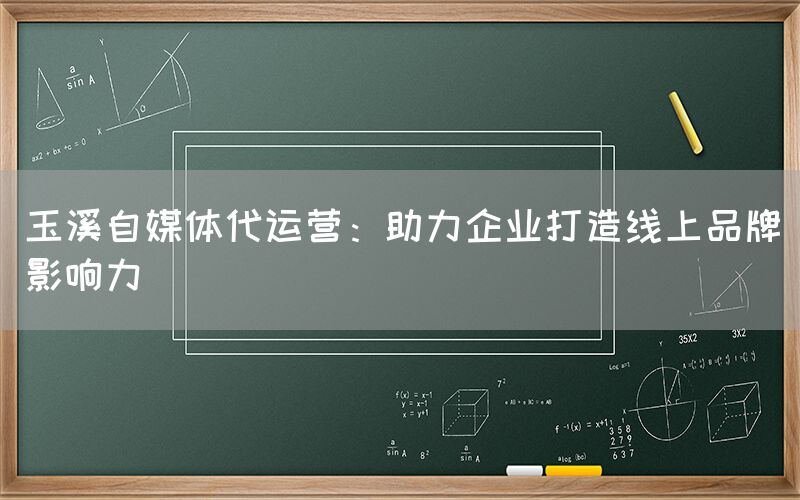 玉溪自媒体代运营：助力企业打造线上品牌影响力