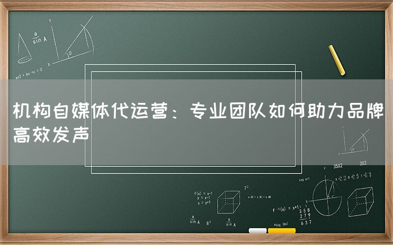 机构自媒体代运营：专业团队如何助力品牌高效发声