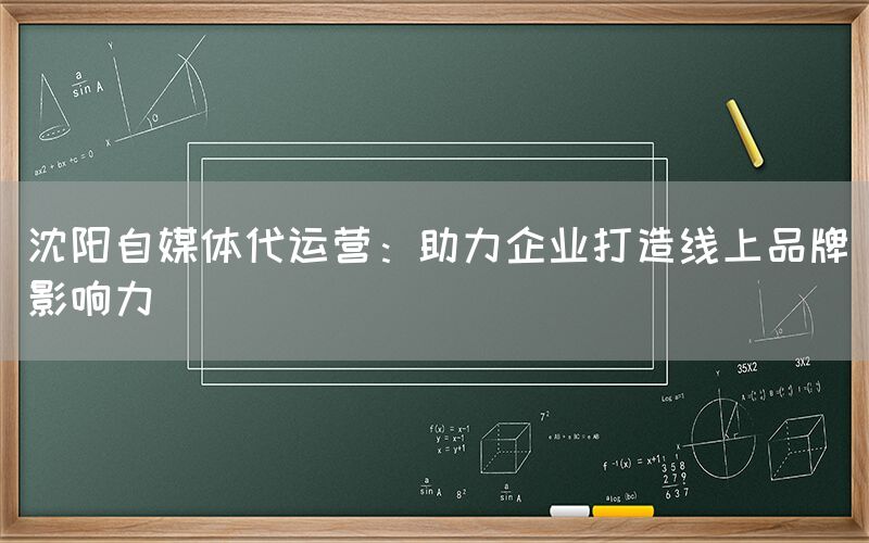 沈阳自媒体代运营：助力企业打造线上品牌影响力