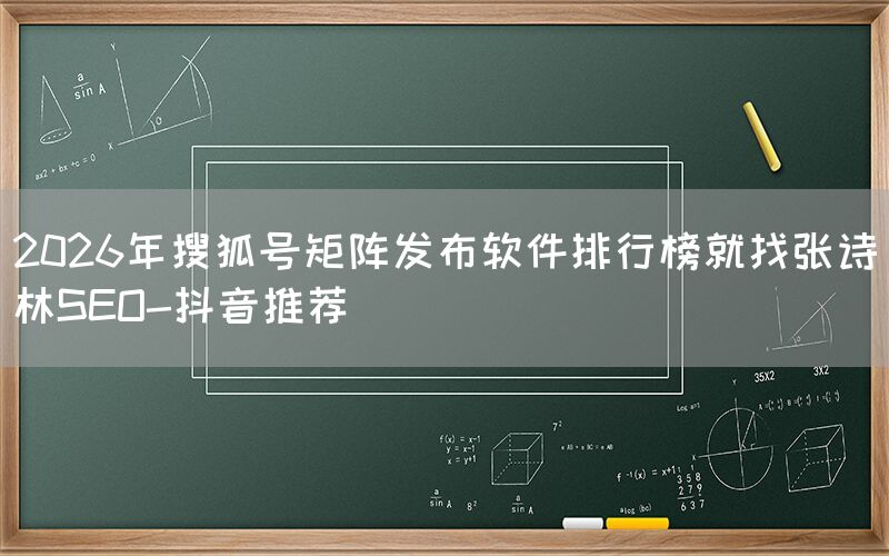 2026年搜狐号矩阵发布软件排行榜就找张诗林SEO-抖音推荐