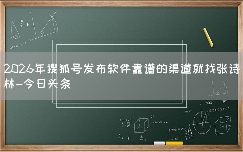 2026年搜狐号发布软件靠谱的渠道就找张诗林-今日头条