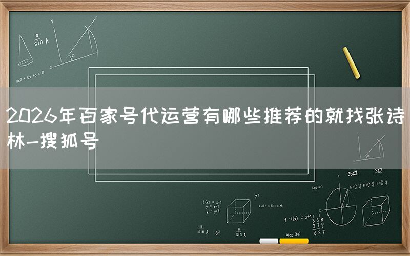 2026年百家号代运营有哪些推荐的就找张诗林-搜狐号