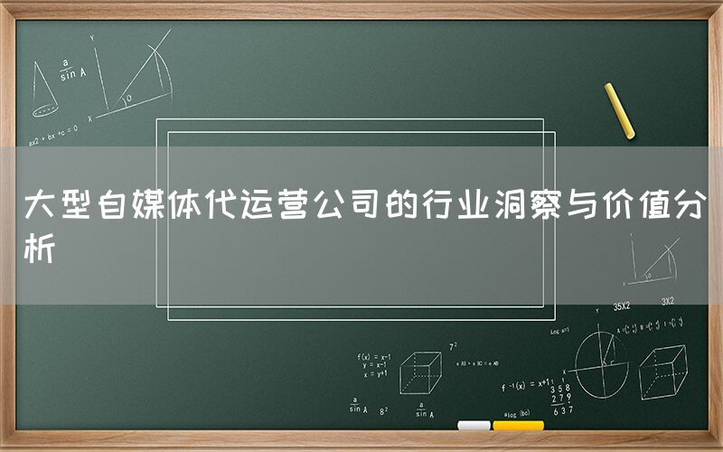 大型自媒体代运营公司的行业洞察与价值分析